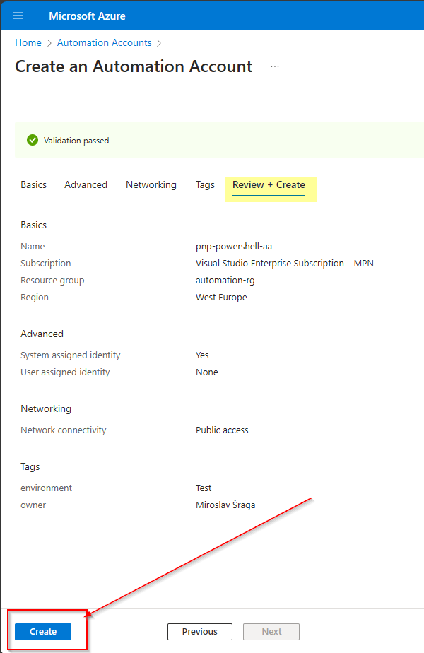 Azure Portal - Automation Accounts