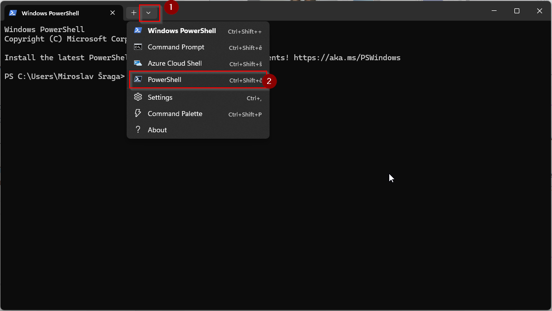 Spuštění PowerShell 7 - Terminal