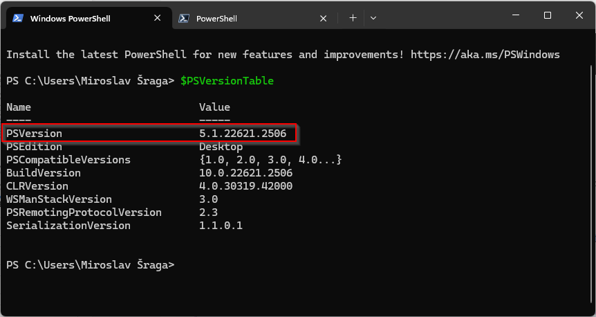 Powershell verze 5