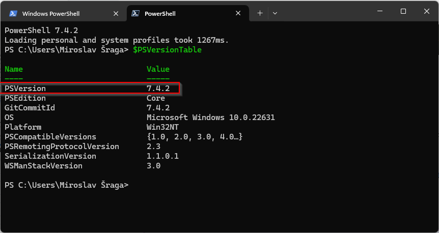 Powershell verze 7
