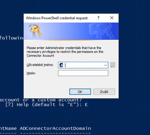 Microsoft Entra Connect - credential request