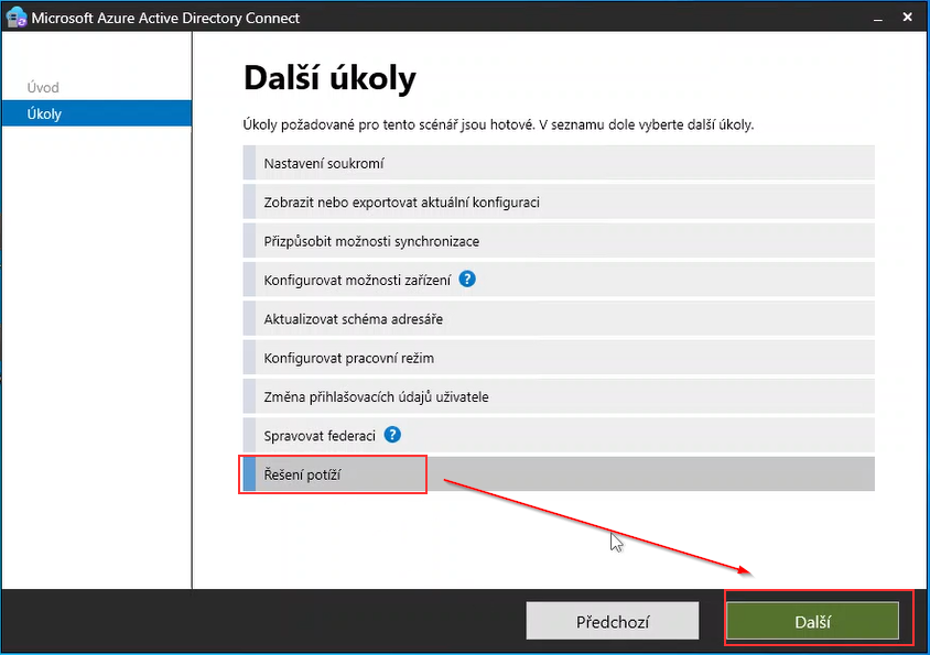 Microsoft Entra Connect - řešení potíží